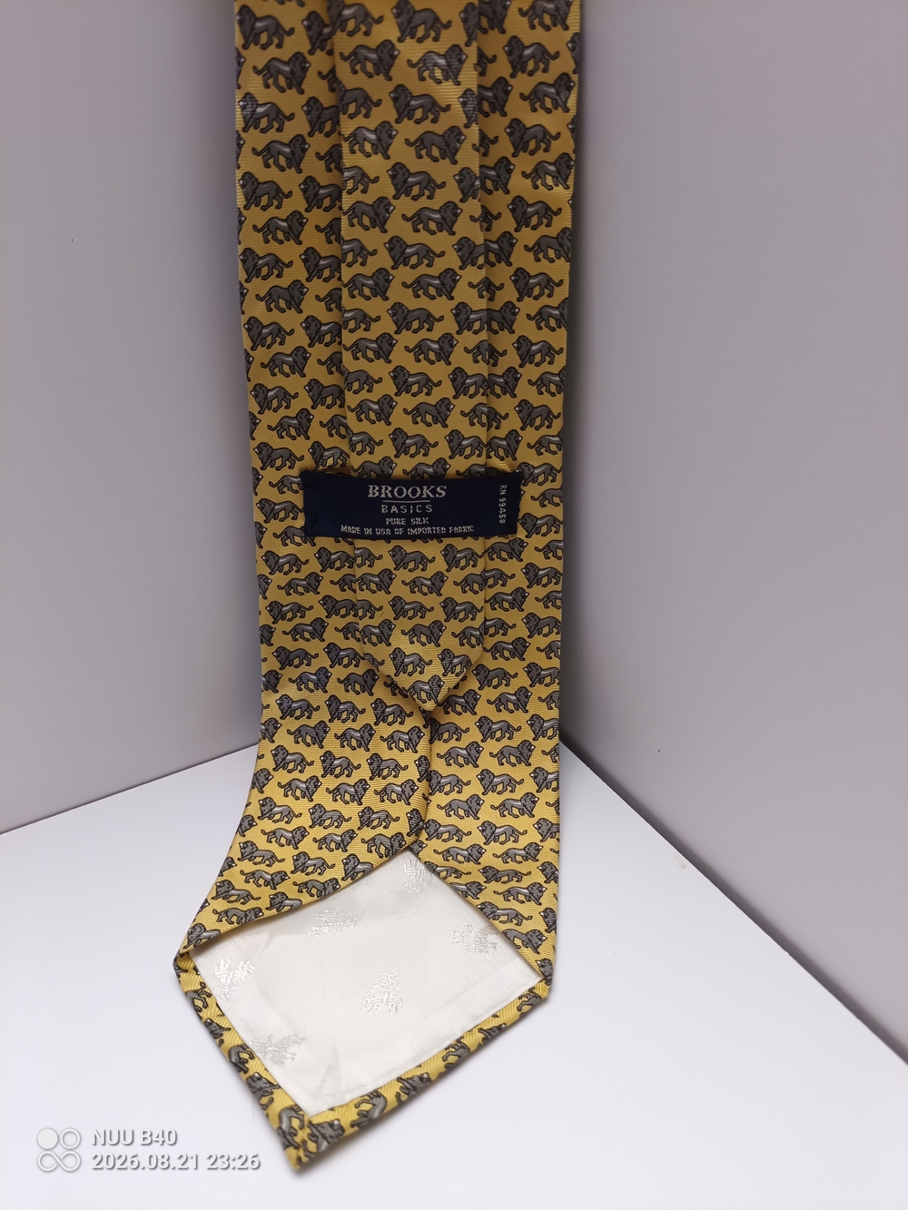 Brooks Brothers Yellow Elephant Pattern Silk Tie